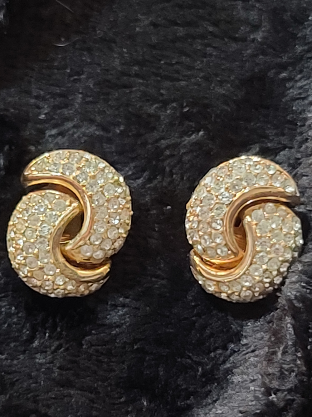 Christian Dior Gold pave Knot Clip-On Earrings